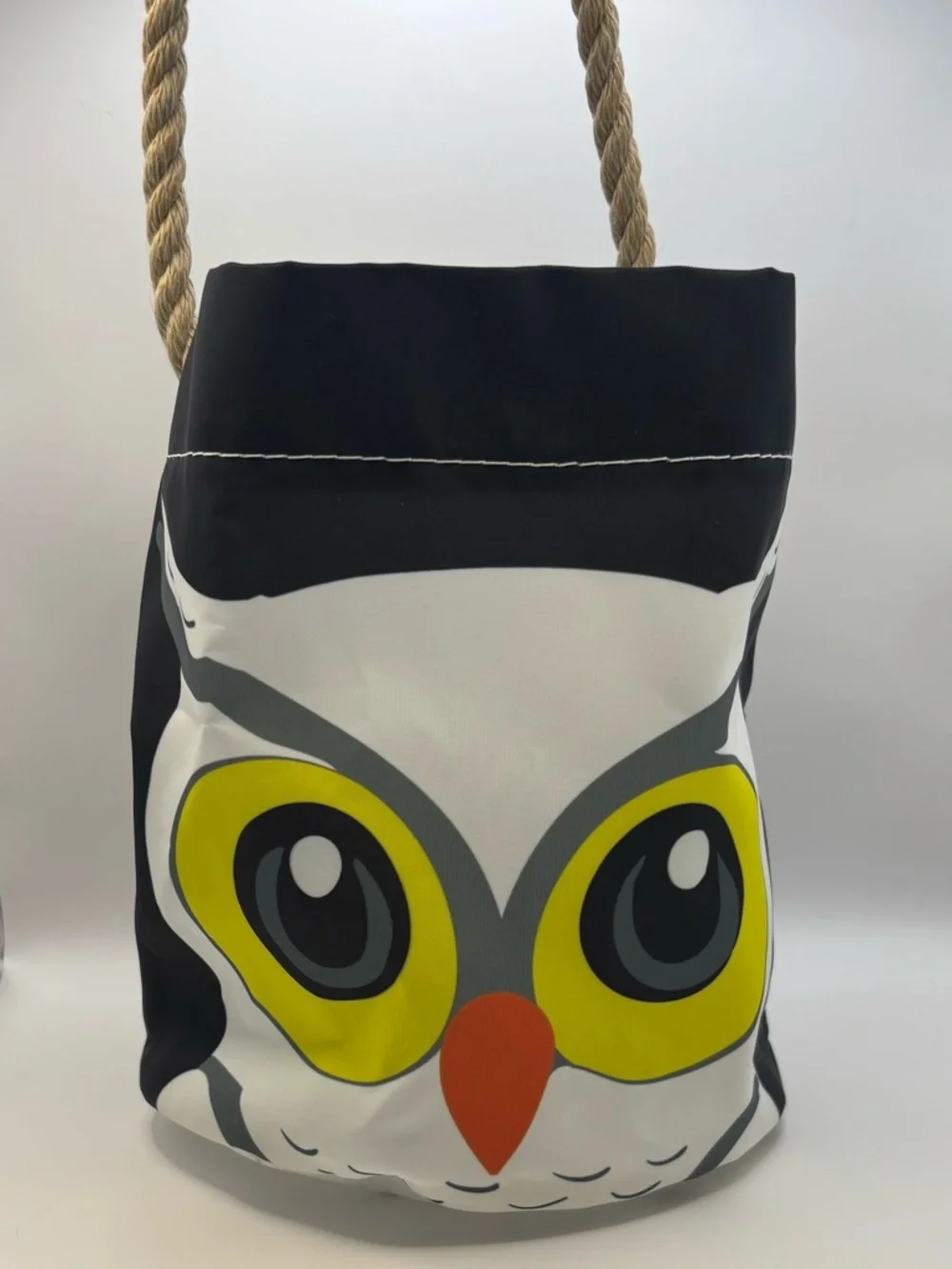 SeaBags of Maine Owl 🦉 Print Tote Bag with Rope Handle - Picture 1 of 6